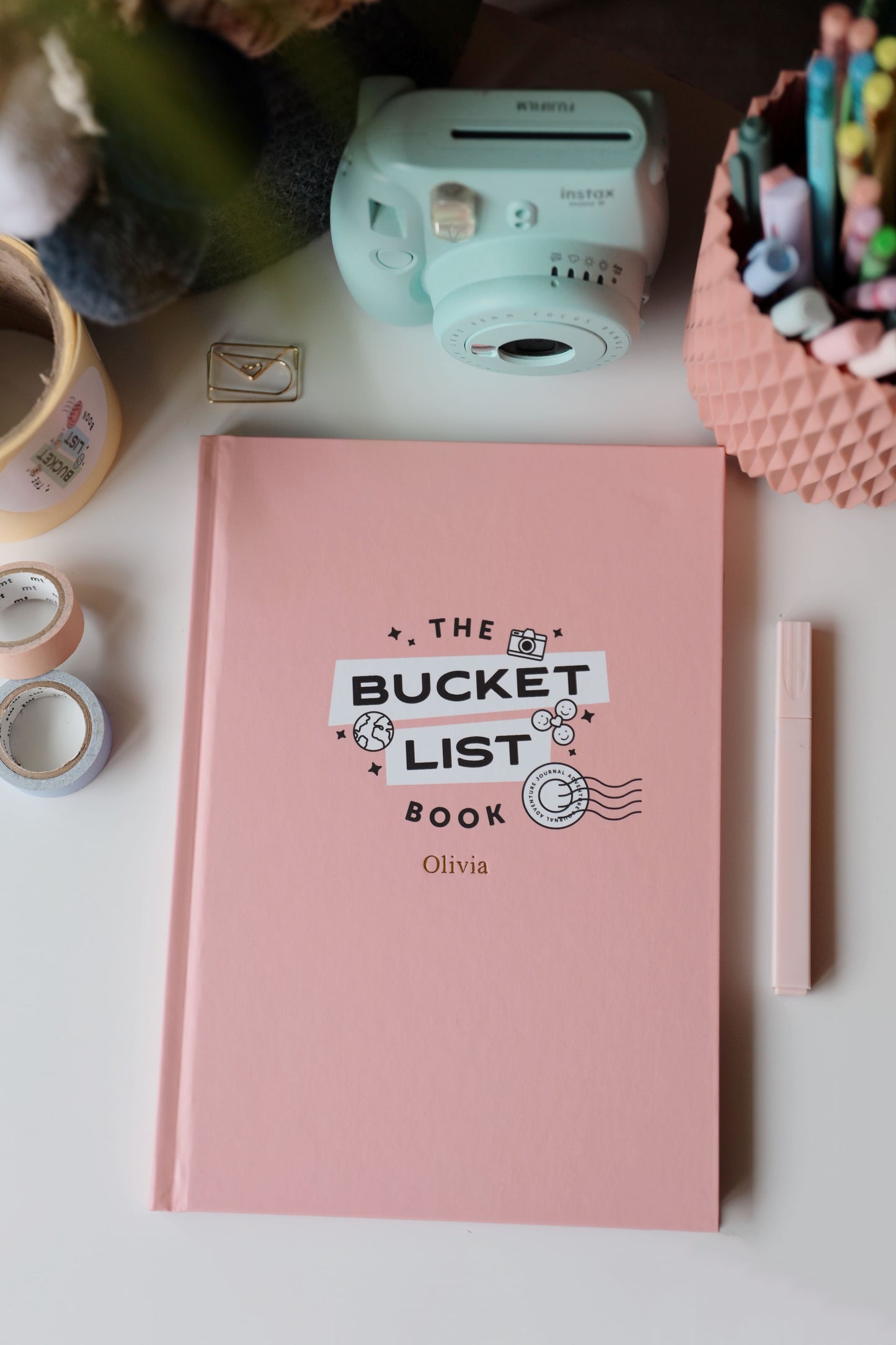 THE BUCKET LIST BOOK - HARDCOVER PINK PERSONALISED JOURNAL
