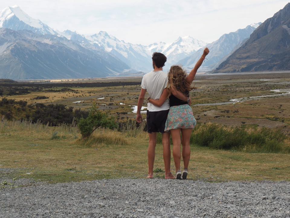 A Picture of the creators of The Bucket List Book living out a life long dream of travelling around New Zealand. The view of the glaciated valley in front of Mt. Cook is breath taking and definitely one to tick off the bucket list