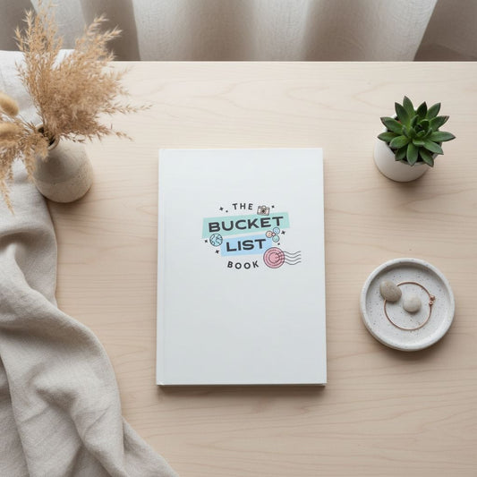Desk, coffee, and my Bucket List Journal ☕✨ The perfect start to the day.
