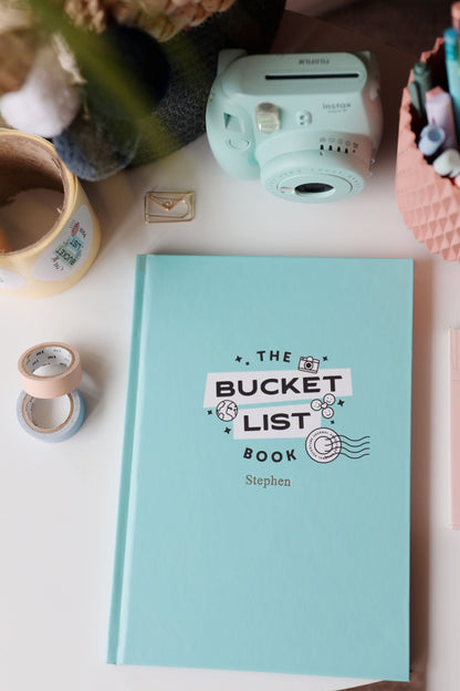 THE BUCKET LIST BOOK -  HARDCOVER BLUE PERSONALISED JOURNAL